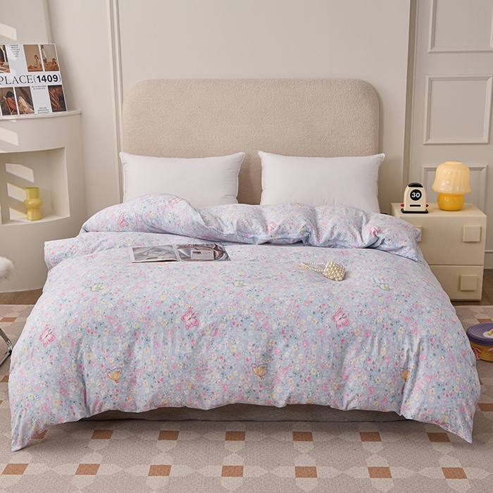 91家纺网 家纺一手货源 找家纺 织雅漫 2025新款水洗棉印花被套 繁花