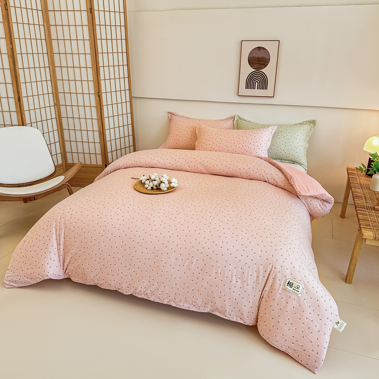 91家纺网 家纺一手货源 找家纺 好欣怡家纺 2026新款A类新疆棉花被可拆洗无印风格子水洗棉棉花被芯冬被学生四季被 小雏菊-粉