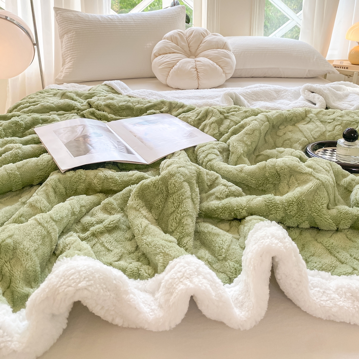 91家纺网 家纺一手货源 找家纺 （总）悦织湾家纺 2025新款塔芙绒羊羔绒舒棉绒毛毯麻花格系列