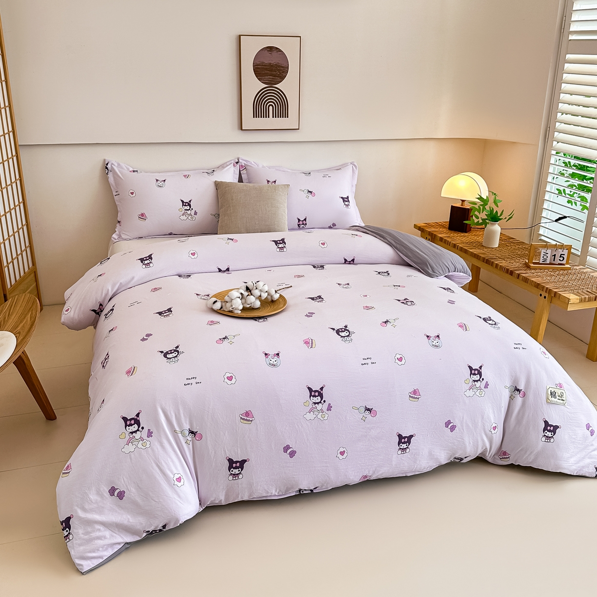 91家纺网 家纺一手货源 找家纺 好欣怡家纺 2026新款A类新疆棉花被可拆洗无印风格子水洗棉棉花被芯冬被学生四季被 紫色库洛