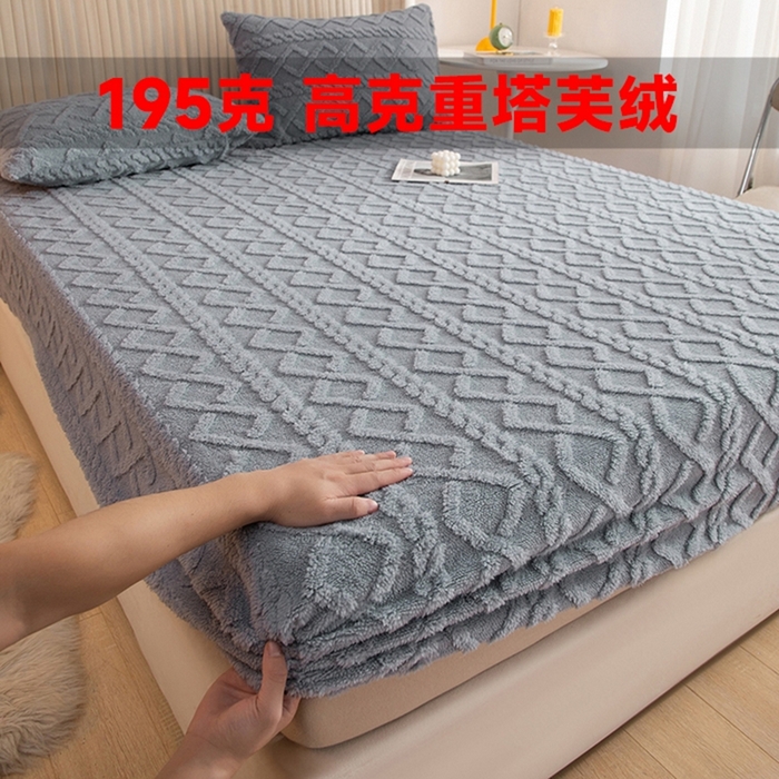 91家纺网 家纺一手货源 找家纺 织雅漫 2025新款亲肤舒适柔软高克重塔芙绒床笠 灰色
