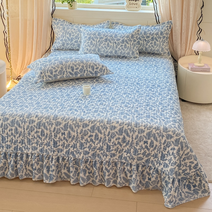 91家纺网 家纺一手货源 找家纺 梦可莱家居 2025秋冬新品豆豆绒床盖大花边四件套兰芝