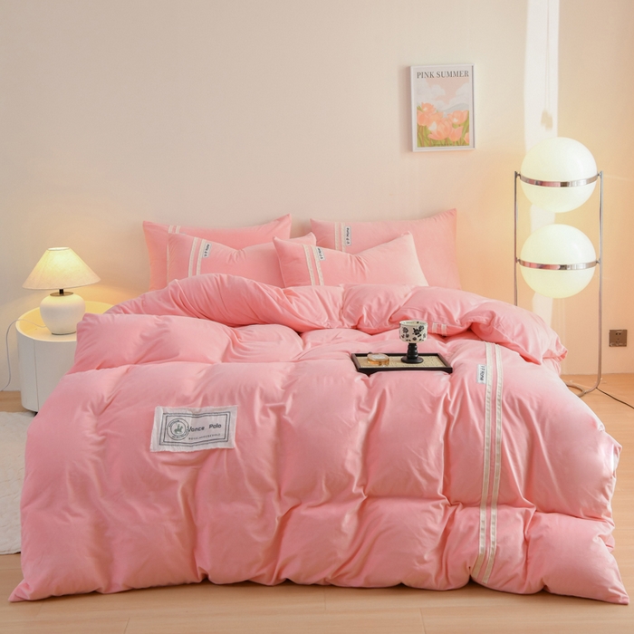 （总）梵克保罗 2025秋冬新品工艺款刺绣手工DIY婴儿绒四件套