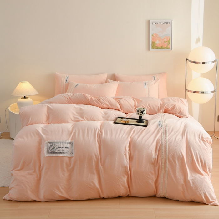 梵克保罗 2025秋冬新品工艺款刺绣手工DIY婴儿绒四件套 梵克-浅玉