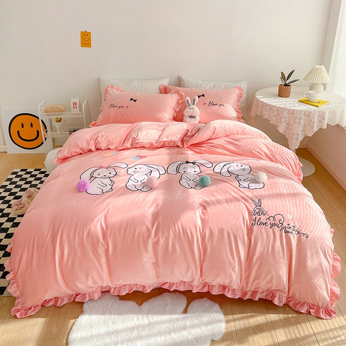 （总）梵克保罗 2025新款卡通韩版婴儿绒绣花四件套