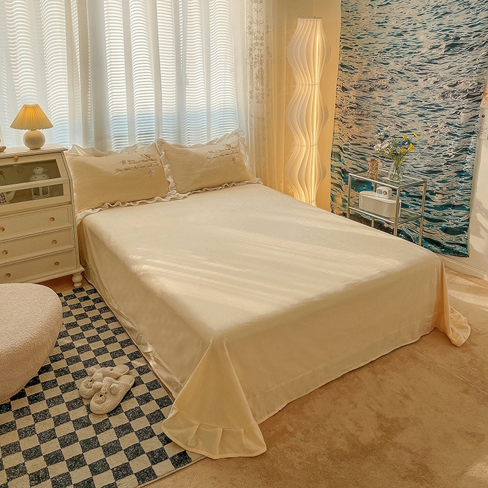 91家纺网 家纺一手货源 找家纺 梵克保罗 2025新款卡通韩版婴儿绒绣花四件套 熊宝贝-米