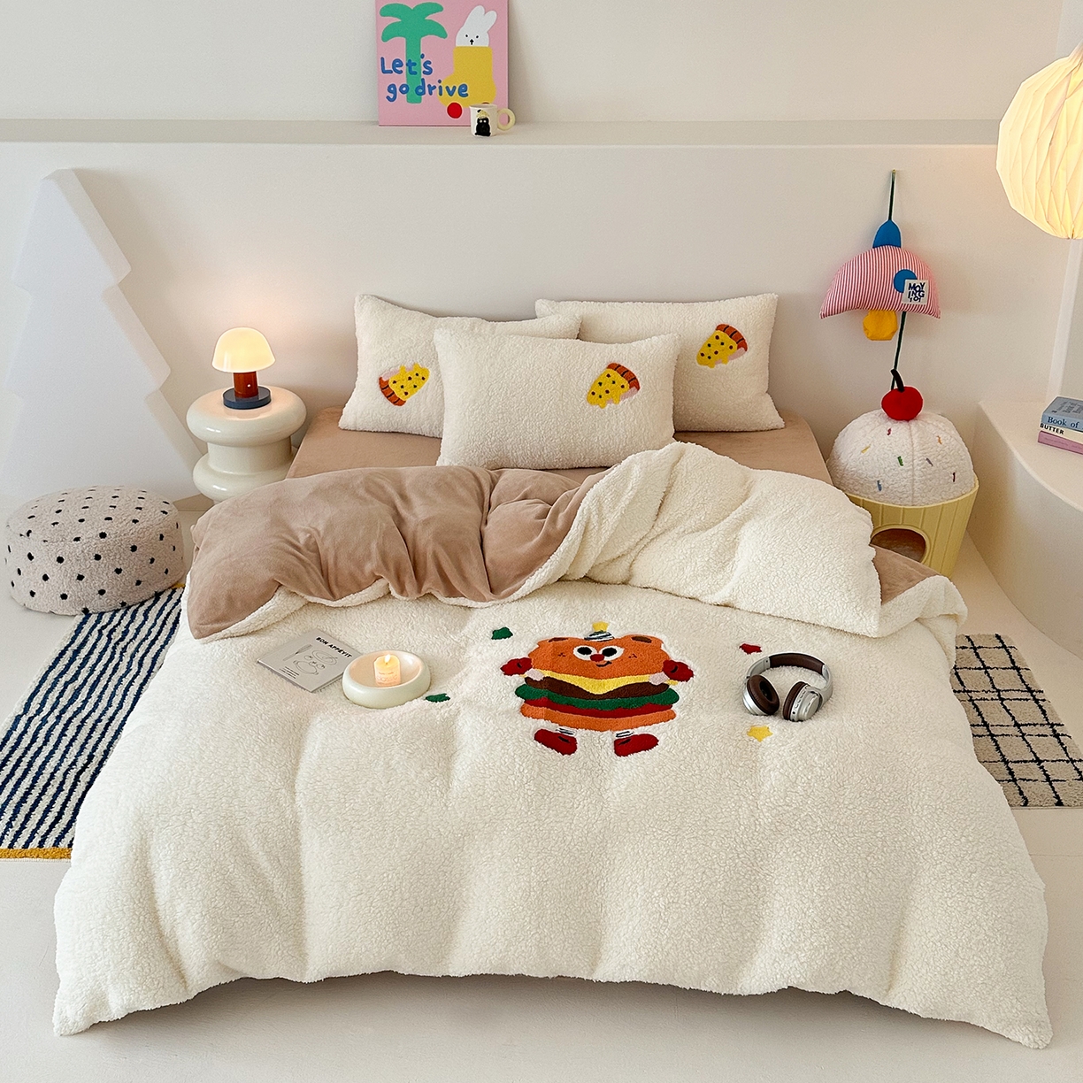 91家纺网 家纺一手货源 找家纺 （总）梓之赫 2025新款小版羊羔绒牛奶绒卡通四件套冬季加厚保暖