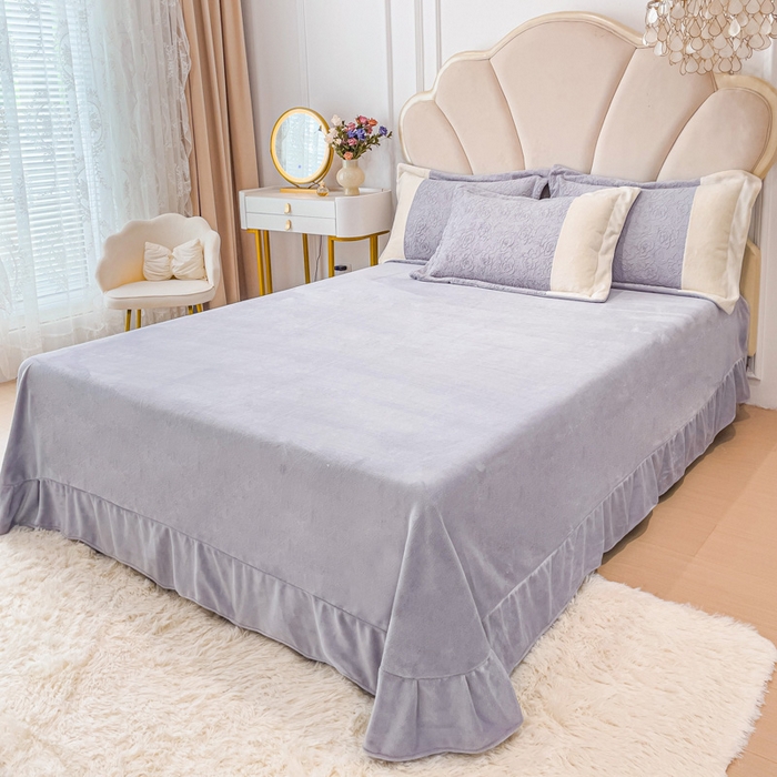 91家纺网 家纺一手货源 找家纺 梵克保罗 2025秋冬新款全消光牛奶绒雕花拼接刺绣款四件套-假日玫瑰（含买家秀） 假日玫瑰-香芋紫