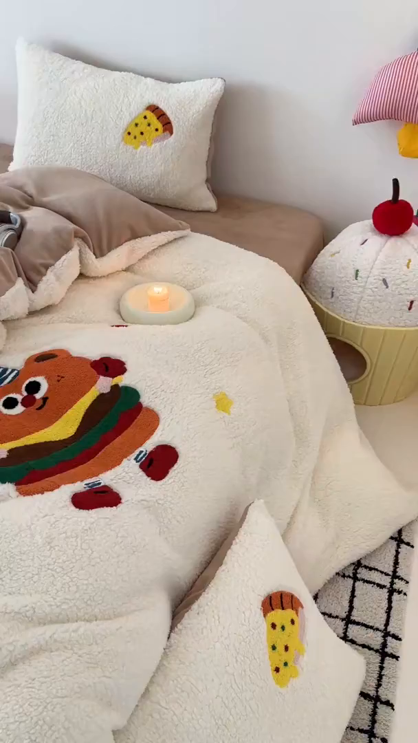 91家纺网 家纺一手货源 找家纺 （总）梓之赫 2025新款小版羊羔绒牛奶绒卡通四件套冬季加厚保暖