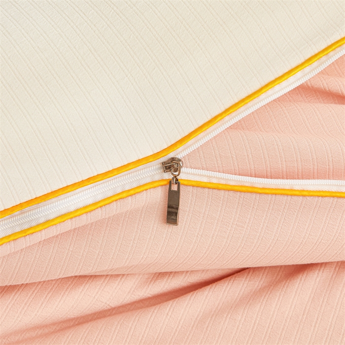 91家纺网 家纺一手货源 找家纺 梵蒂莎 【可检测】2025新款130克拉链子母被子被芯二合一（撞色款） 白色+粉玉