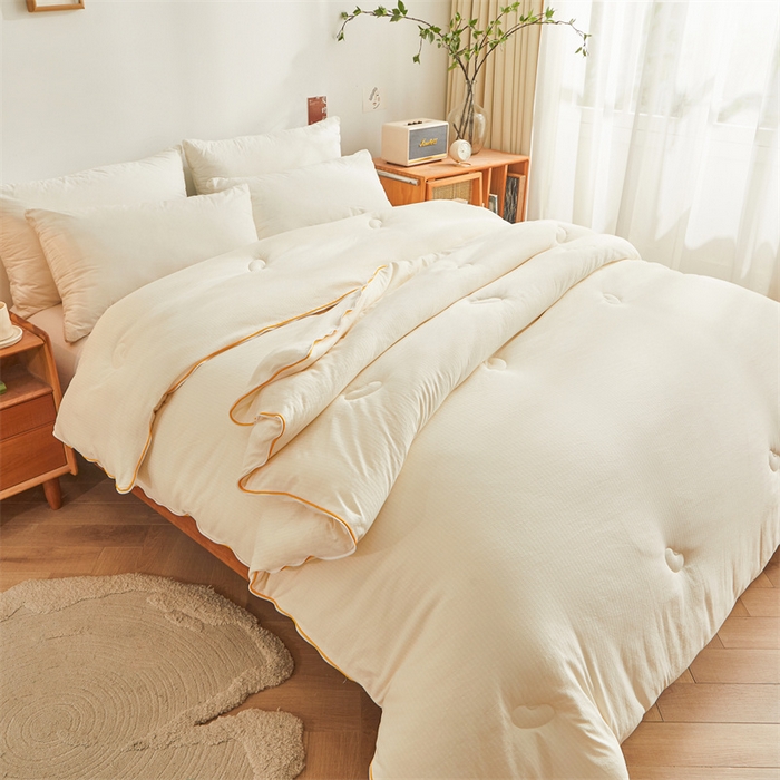 91家纺网 家纺一手货源 找家纺 梵蒂莎 【可检测】2025新款130克拉链子母被子被芯二合一（撞色款） 白色+白色