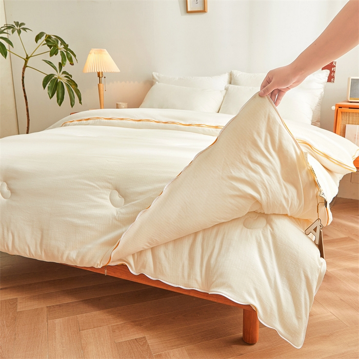 91家纺网 家纺一手货源 找家纺 梵蒂莎 【可检测】2025新款130克拉链子母被子被芯二合一（撞色款） 白色+白色