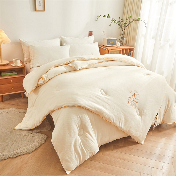 91家纺网 家纺一手货源 找家纺 梵蒂莎 【可检测】2025新款130克拉链子母被子被芯二合一（撞色款） 白色+白色