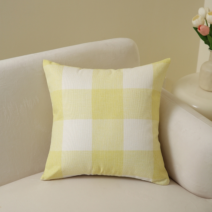 91家纺网 家纺一手货源 找家纺 （总）新奇异 2025新款时尚经典涤麻格子抱枕