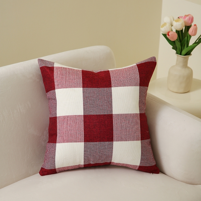 91家纺网 家纺一手货源 找家纺 （总）新奇异 2025新款时尚经典涤麻格子抱枕