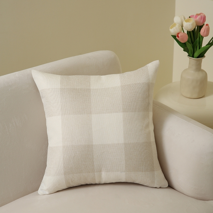 91家纺网 家纺一手货源 找家纺 （总）新奇异 2025新款时尚经典涤麻格子抱枕