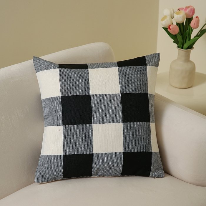 91家纺网 家纺一手货源 找家纺 （总）新奇异 2025新款时尚经典涤麻格子抱枕