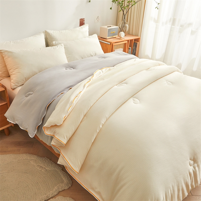 91家纺网 家纺一手货源 找家纺 梵蒂莎 【可检测】2025新款130克拉链子母被子被芯二合一（撞色款） 白色+灰色