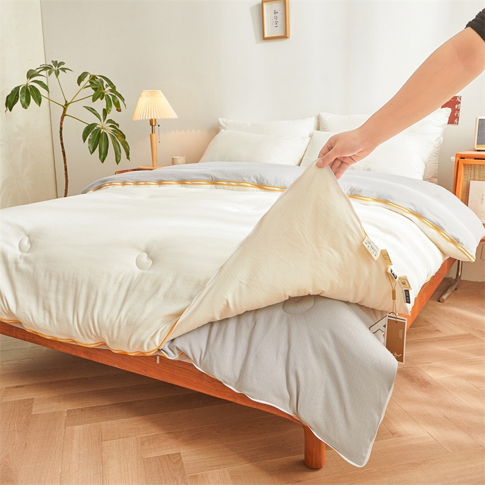 91家纺网 家纺一手货源 找家纺 梵蒂莎 【可检测】2025新款130克拉链子母被子被芯二合一（撞色款） 白色+灰色