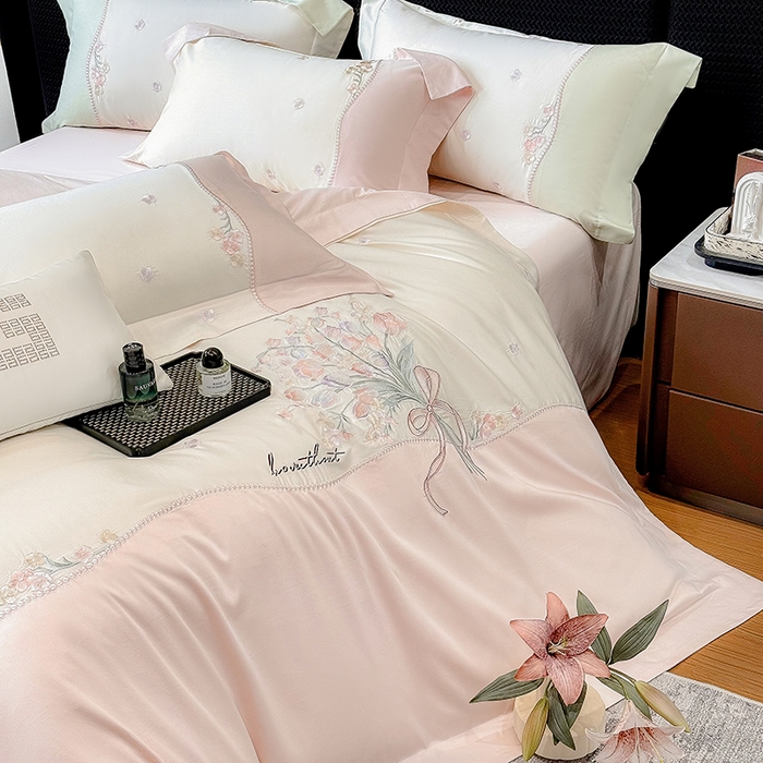 91家纺网 家纺一手货源 找家纺 （总）优悦生活馆 2025新款全棉新疆长绒棉四件套-鸢尾花畔风格二