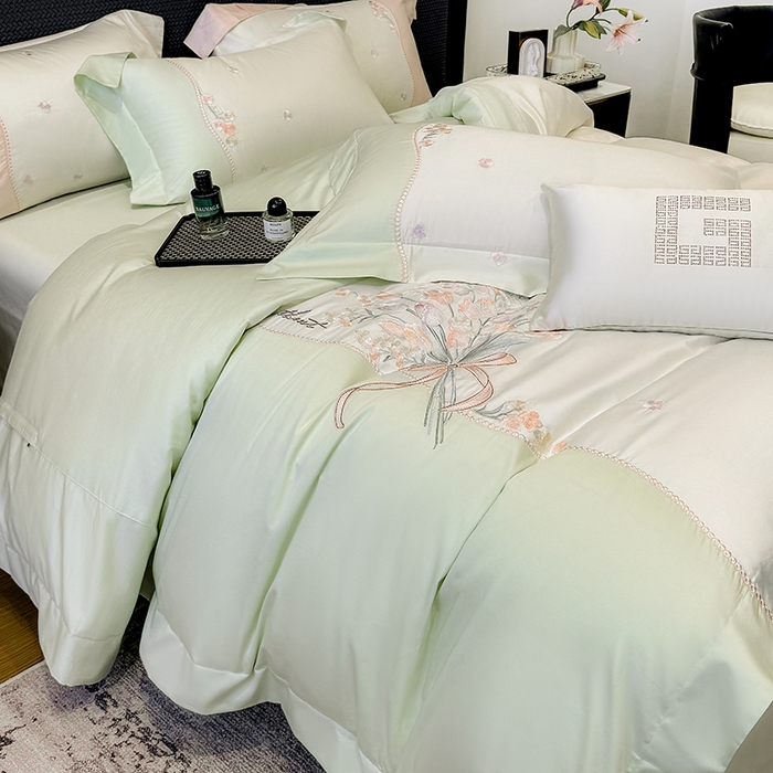 91家纺网 家纺一手货源 找家纺 优悦生活馆 2025新款全棉新疆长绒棉四件套-鸢尾花畔风格二 鸢尾花畔-夏至绿