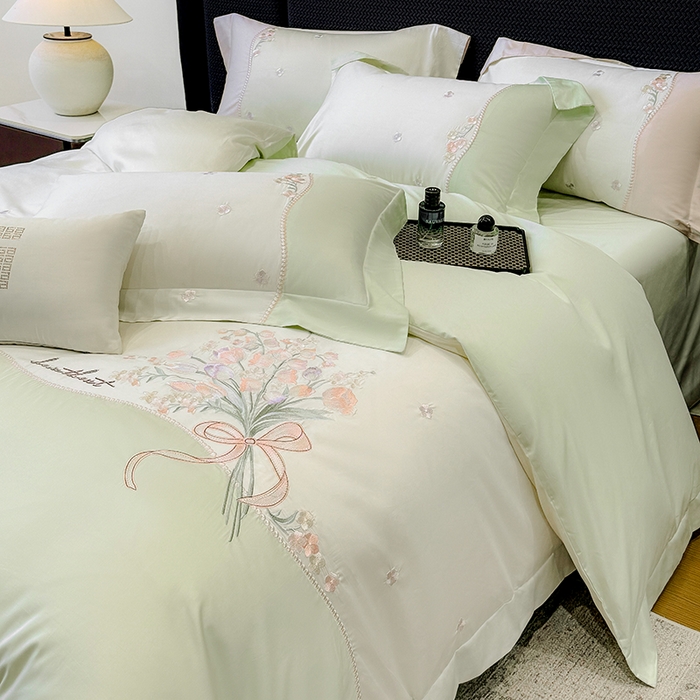 91家纺网 家纺一手货源 找家纺 优悦生活馆 2025新款全棉新疆长绒棉四件套-鸢尾花畔风格二 鸢尾花畔-夏至绿