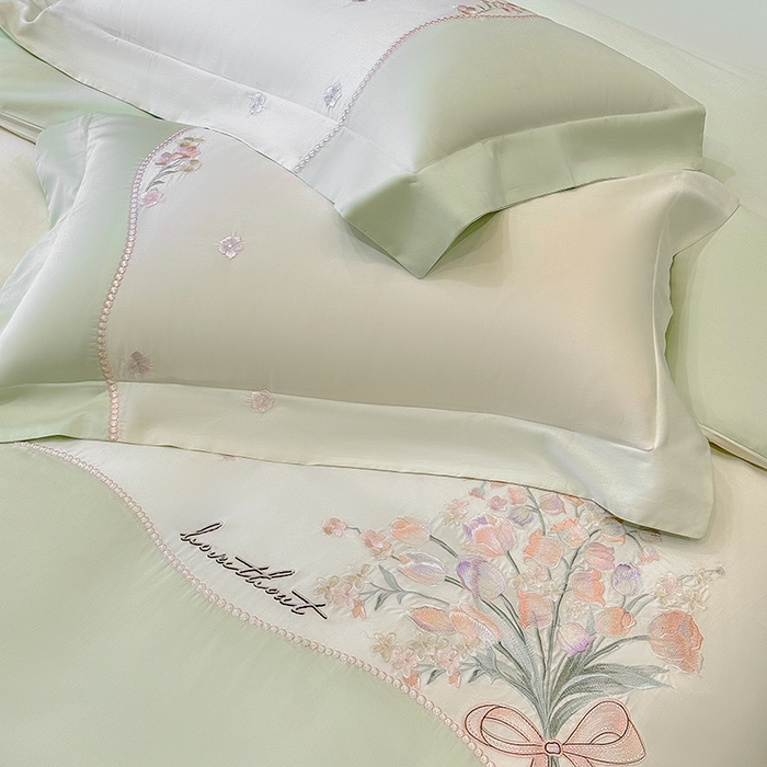 91家纺网 家纺一手货源 找家纺 优悦生活馆 2025新款全棉新疆长绒棉四件套-鸢尾花畔风格二 鸢尾花畔-夏至绿