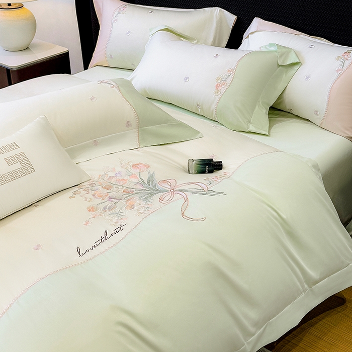 91家纺网 家纺一手货源 找家纺 优悦生活馆 2025新款全棉新疆长绒棉四件套-鸢尾花畔风格二 鸢尾花畔-夏至绿