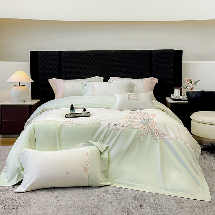 优悦生活馆 2025新款全棉新疆长绒棉四件套-鸢尾花畔风格二 鸢尾花畔-夏至绿