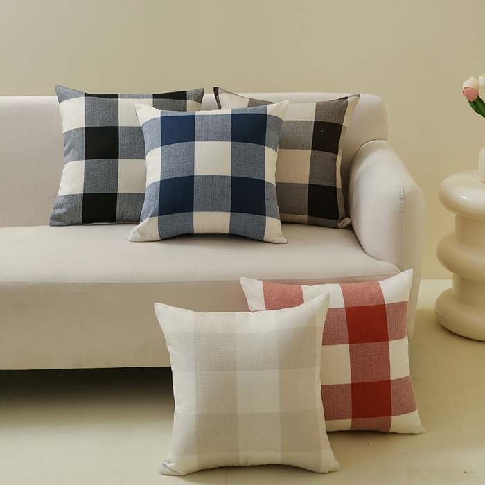 91家纺网 家纺一手货源 找家纺 （总）新奇异 2025新款时尚经典涤麻格子抱枕