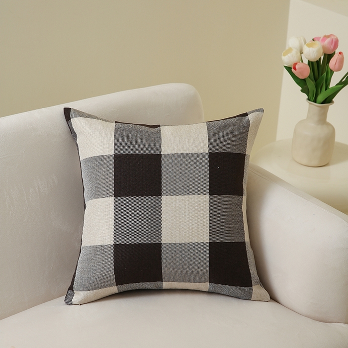 91家纺网 家纺一手货源 找家纺 （总）新奇异 2025新款时尚经典涤麻格子抱枕