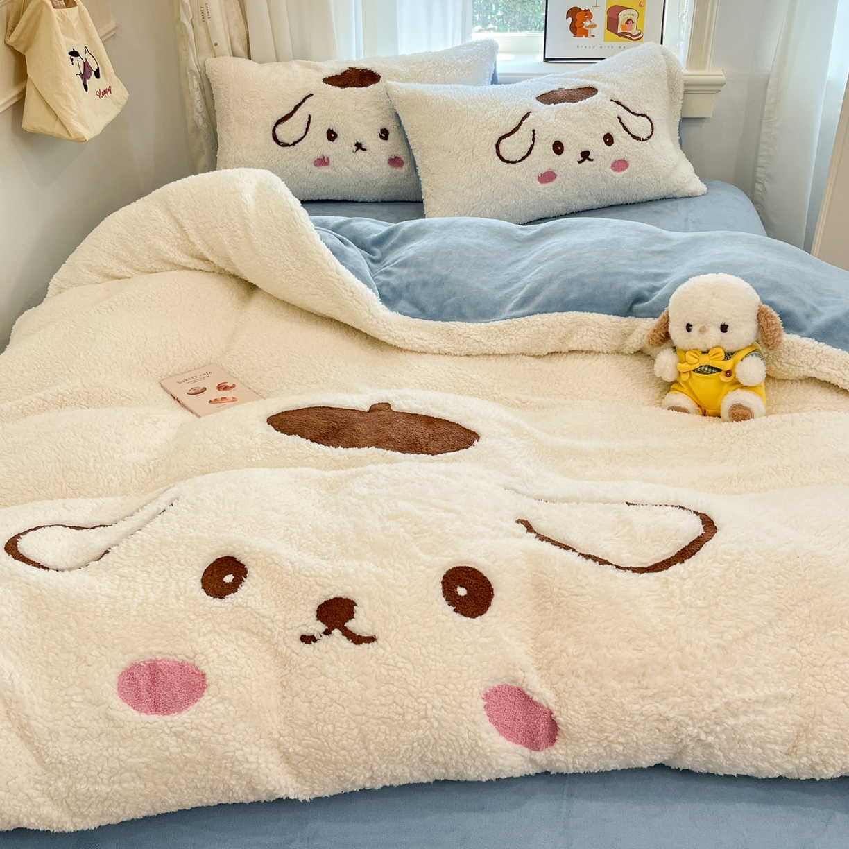 91家纺网 家纺一手货源 找家纺 （总）梓之赫 2025新款大版羊羔绒牛奶绒卡通四件套冬季加厚保暖