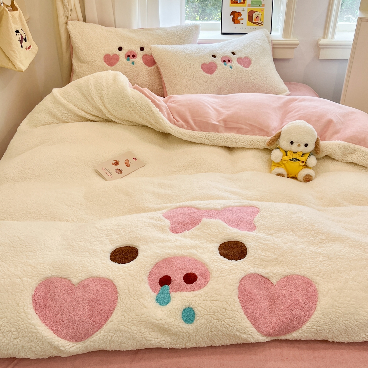 91家纺网 家纺一手货源 找家纺 （总）梓之赫 2025新款大版羊羔绒牛奶绒卡通四件套冬季加厚保暖