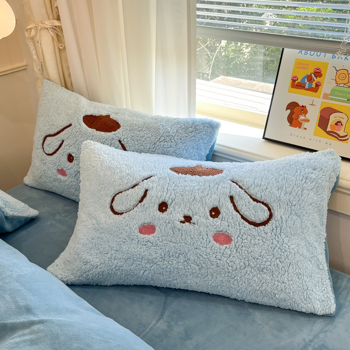 91家纺网 家纺一手货源 找家纺 梓之赫 2025新款大版羊羔绒牛奶绒卡通四件套冬季加厚保暖 晚安狗-蓝