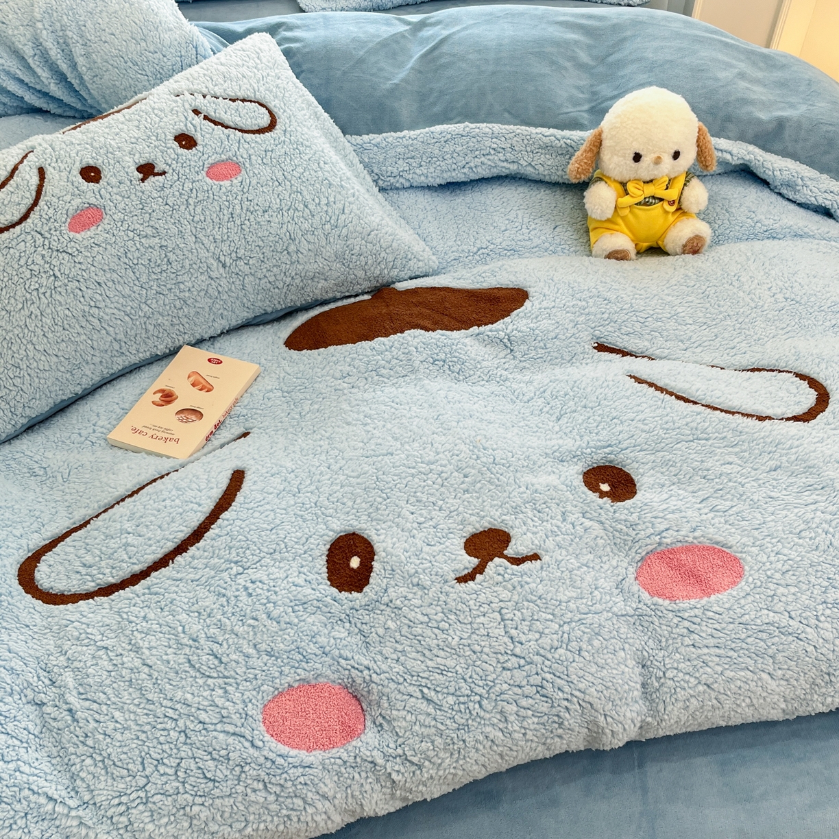 91家纺网 家纺一手货源 找家纺 梓之赫 2025新款大版羊羔绒牛奶绒卡通四件套冬季加厚保暖 晚安狗-蓝