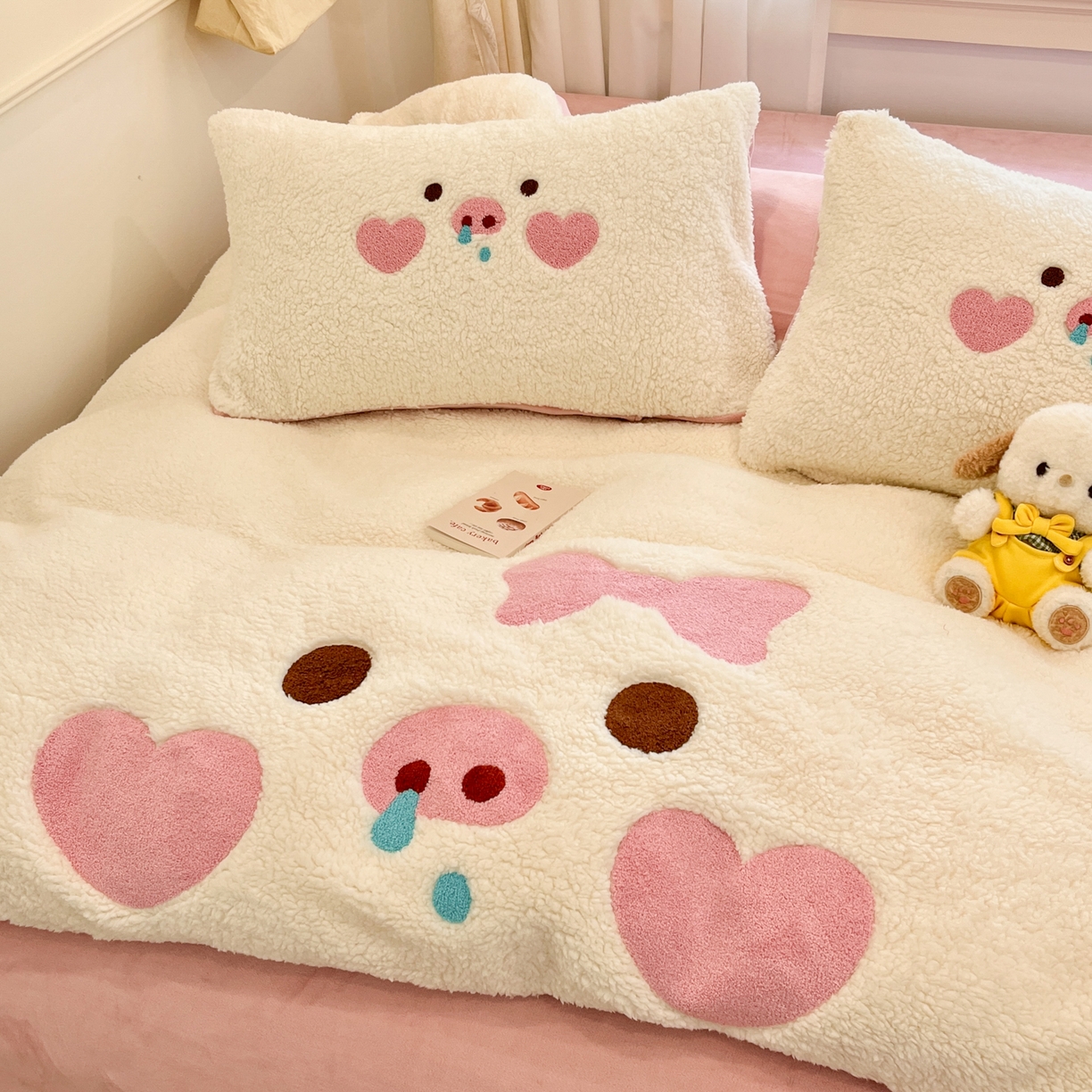 91家纺网 家纺一手货源 找家纺 （总）梓之赫 2025新款大版羊羔绒牛奶绒卡通四件套冬季加厚保暖