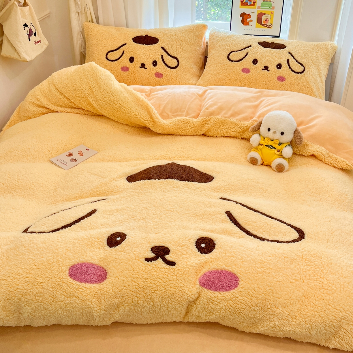 91家纺网 家纺一手货源 找家纺 （总）梓之赫 2025新款大版羊羔绒牛奶绒卡通四件套冬季加厚保暖