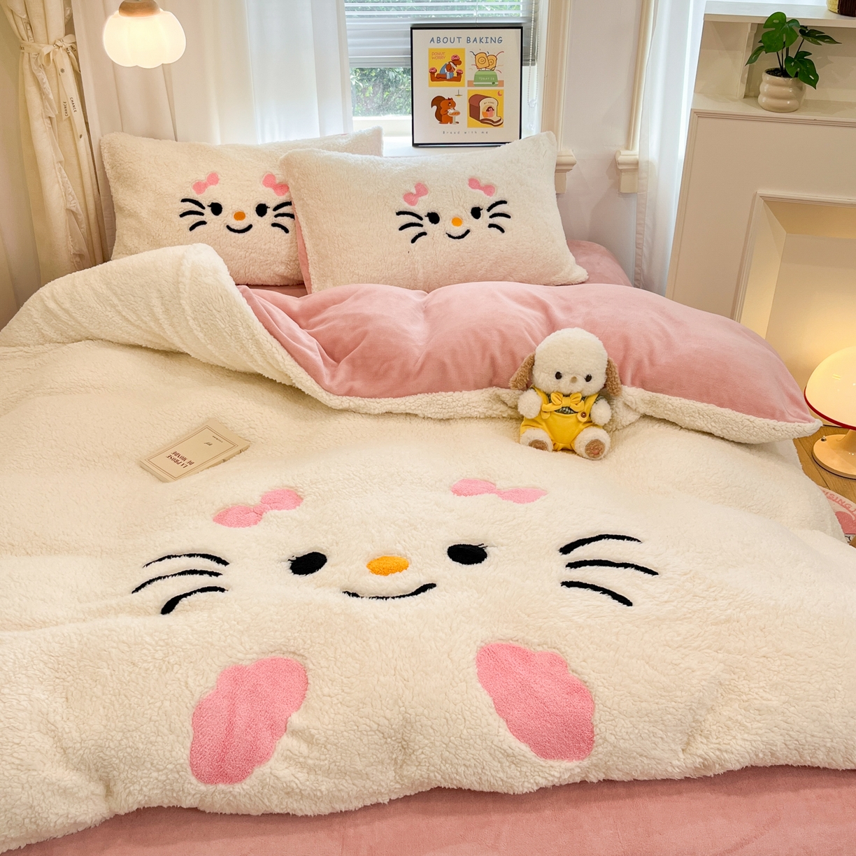 91家纺网 家纺一手货源 找家纺 （总）梓之赫 2025新款大版羊羔绒牛奶绒卡通四件套冬季加厚保暖