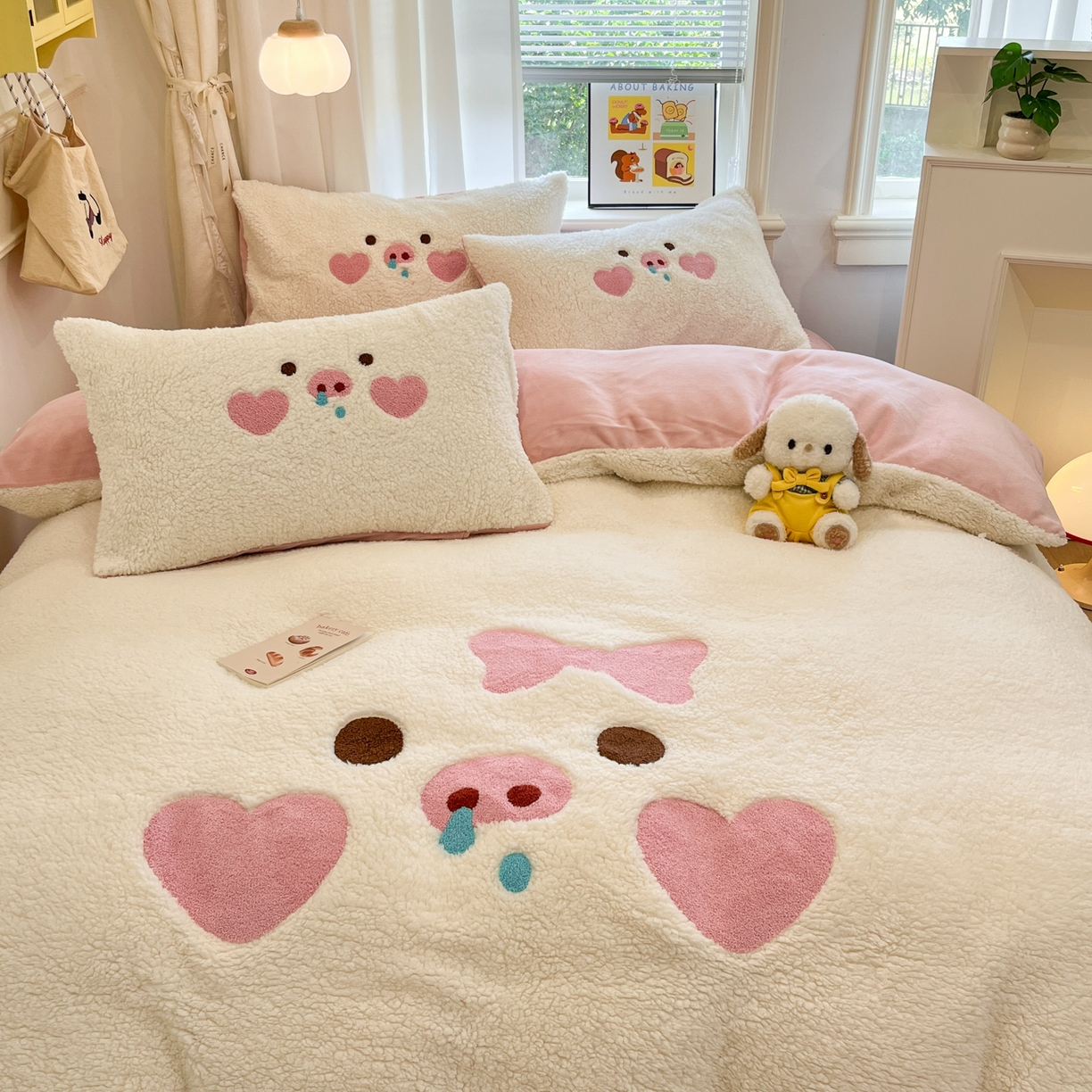 91家纺网 家纺一手货源 找家纺 （总）梓之赫 2025新款大版羊羔绒牛奶绒卡通四件套冬季加厚保暖