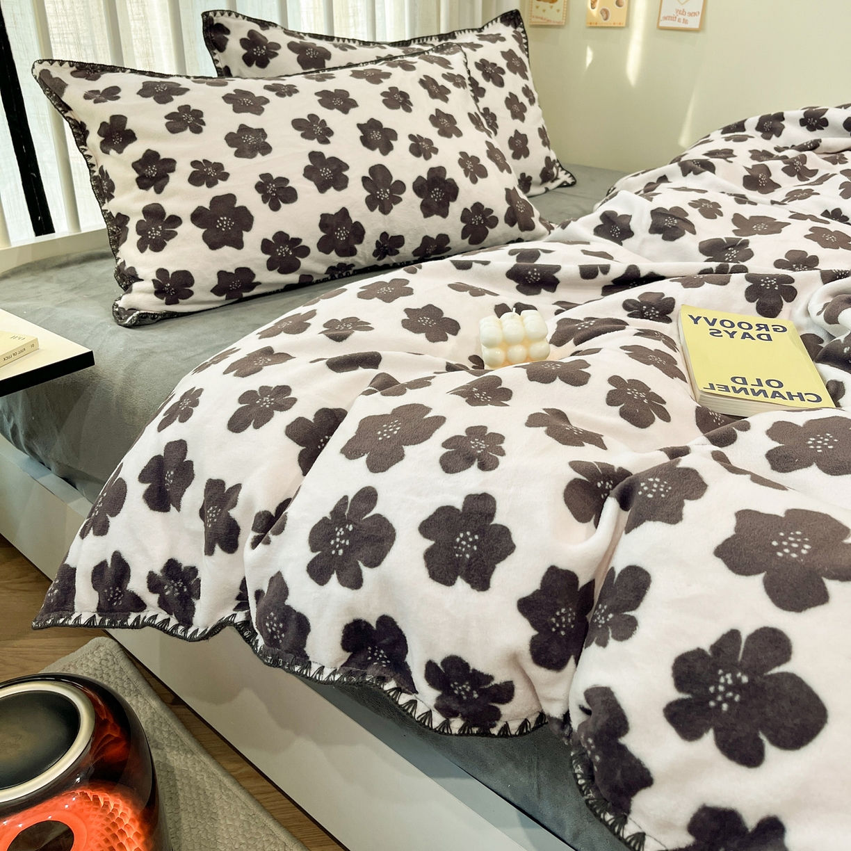 91家纺网 家纺一手货源 找家纺 雅居纺家纺 2025新款贝壳边牛奶绒四件套 贝壳边 春风十里-灰