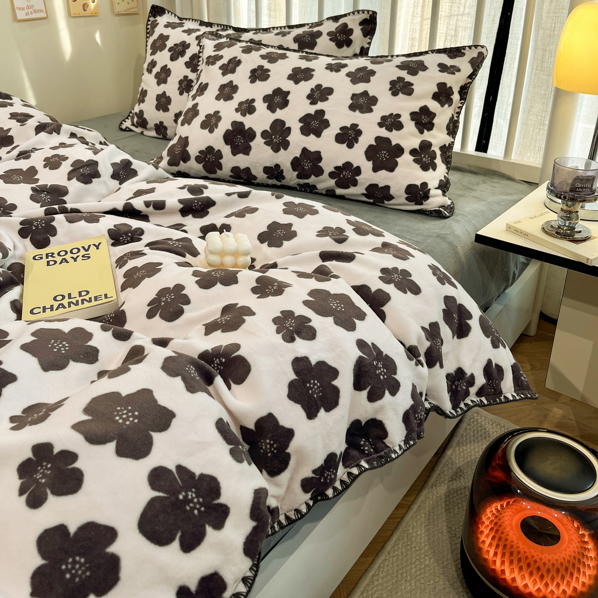 91家纺网 家纺一手货源 找家纺 雅居纺家纺 2025新款贝壳边牛奶绒四件套 贝壳边 春风十里-灰