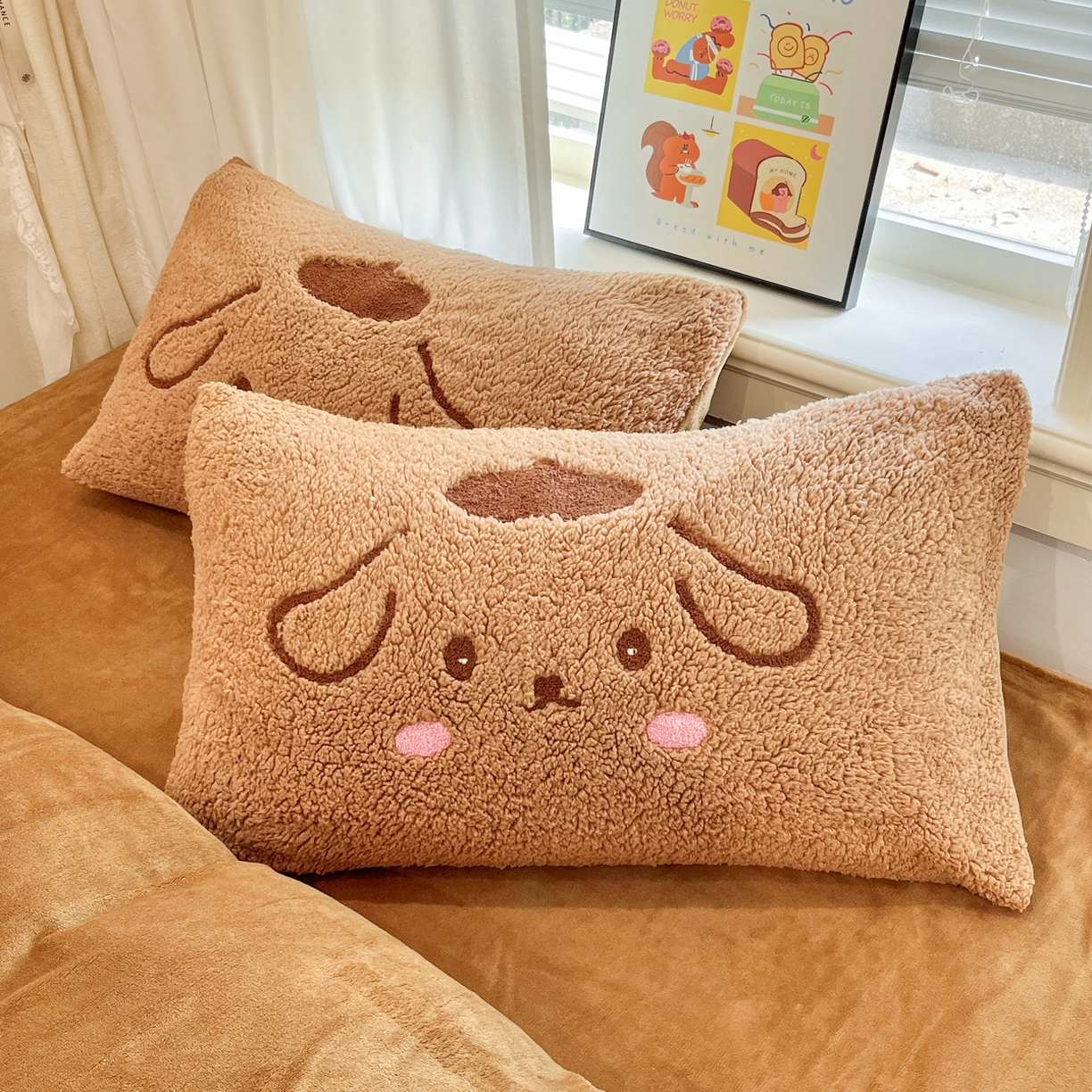 91家纺网 家纺一手货源 找家纺 梓之赫 2025新款大版羊羔绒牛奶绒卡通四件套冬季加厚保暖 晚安狗-咖