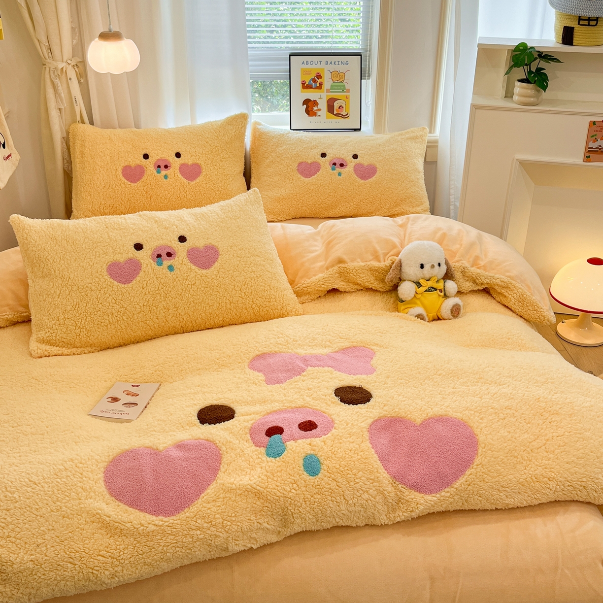 91家纺网 家纺一手货源 找家纺 （总）梓之赫 2025新款大版羊羔绒牛奶绒卡通四件套冬季加厚保暖