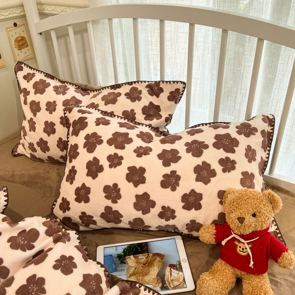 91家纺网 家纺一手货源 找家纺 雅居纺家纺 2025新款贝壳边牛奶绒四件套 贝壳边 春风十里-咖