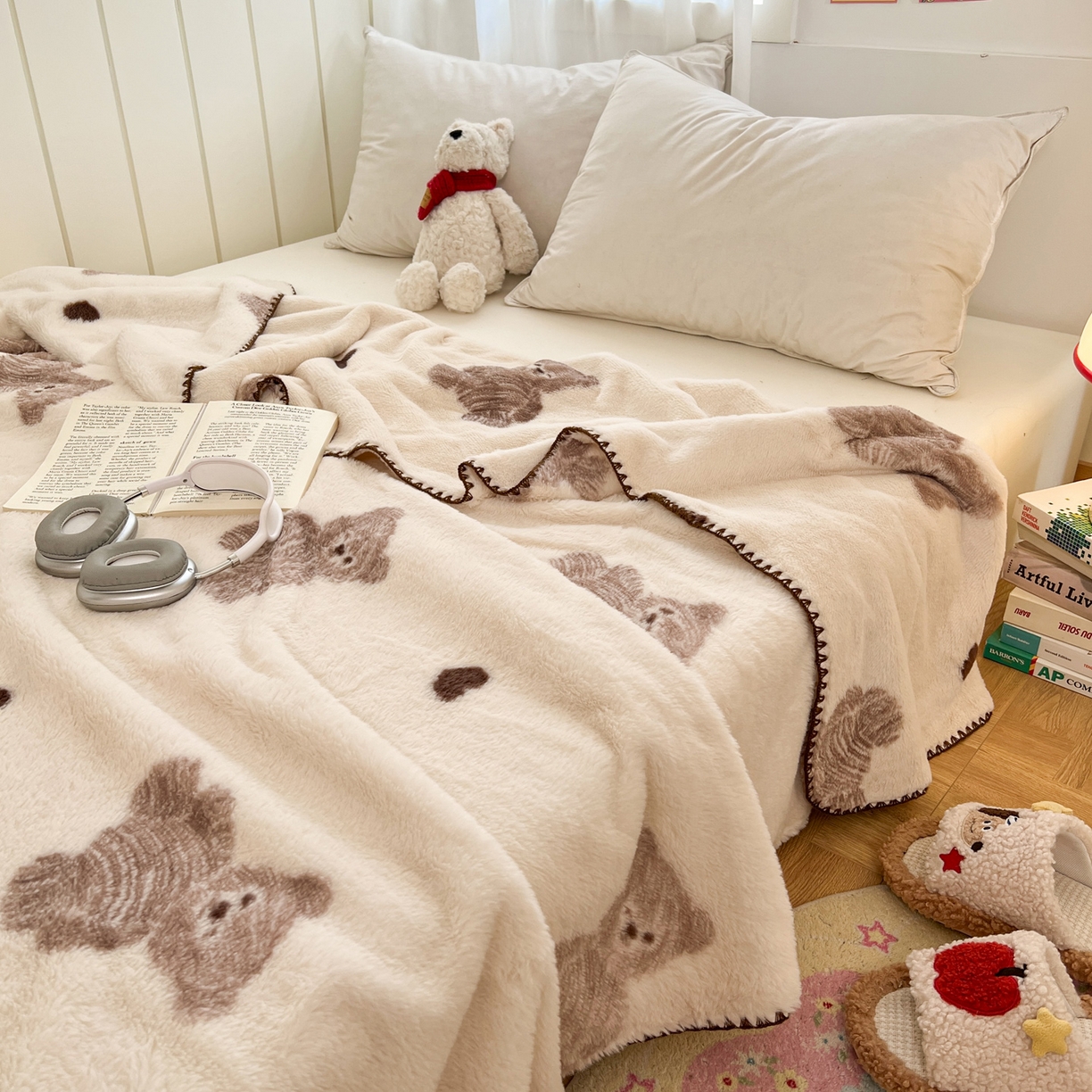 91家纺网 家纺一手货源 找家纺 （总）雅居纺家纺 2025新款贝壳边双面兔绒印花毛毯