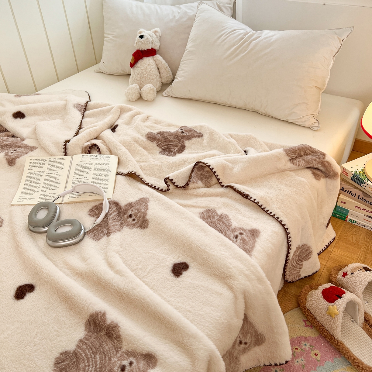 91家纺网 家纺一手货源 找家纺 （总）雅居纺家纺 2025新款贝壳边双面兔绒印花毛毯