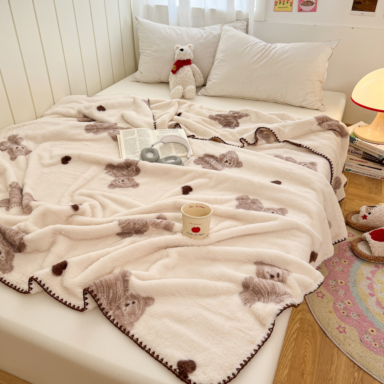 91家纺网 家纺一手货源 找家纺 （总）雅居纺家纺 2025新款贝壳边双面兔绒印花毛毯