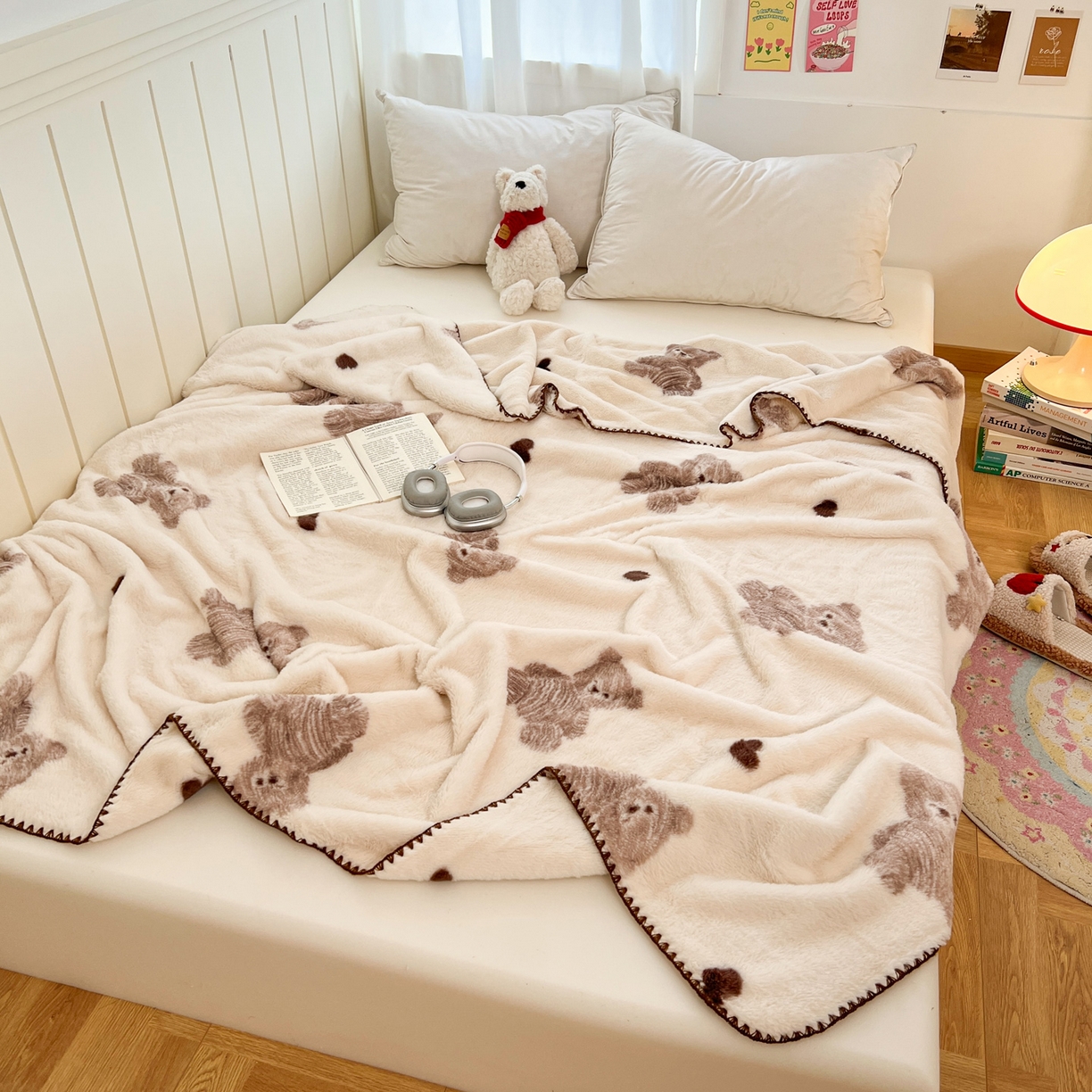 91家纺网 家纺一手货源 找家纺 （总）雅居纺家纺 2025新款贝壳边双面兔绒印花毛毯