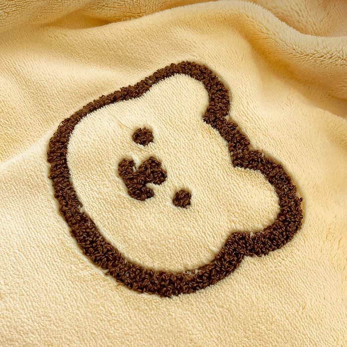 91家纺网 家纺一手货源 找家纺 雅居纺家纺 2025新款高克重牛奶绒毛巾绣四件套-小熊系列 小熊-黄咖