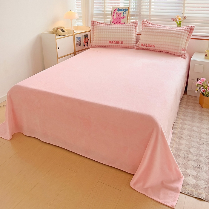 91家纺网 家纺一手货源 找家纺 梵克保罗 2025秋冬新款牛奶绒泡泡绒印花卡通花卉兔毛单被套三件套四件套 粉色空间